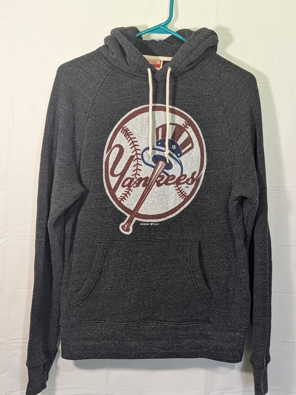 Homage New York Yankees Hoodie Small Gray MLB Pullover Sweatshirt Vintage
